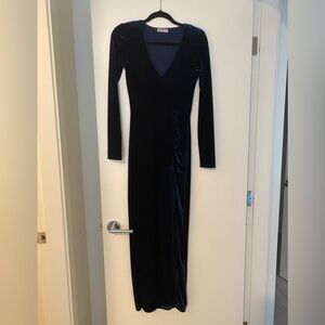 Fashion Nova Navy Blue Velvet Dress